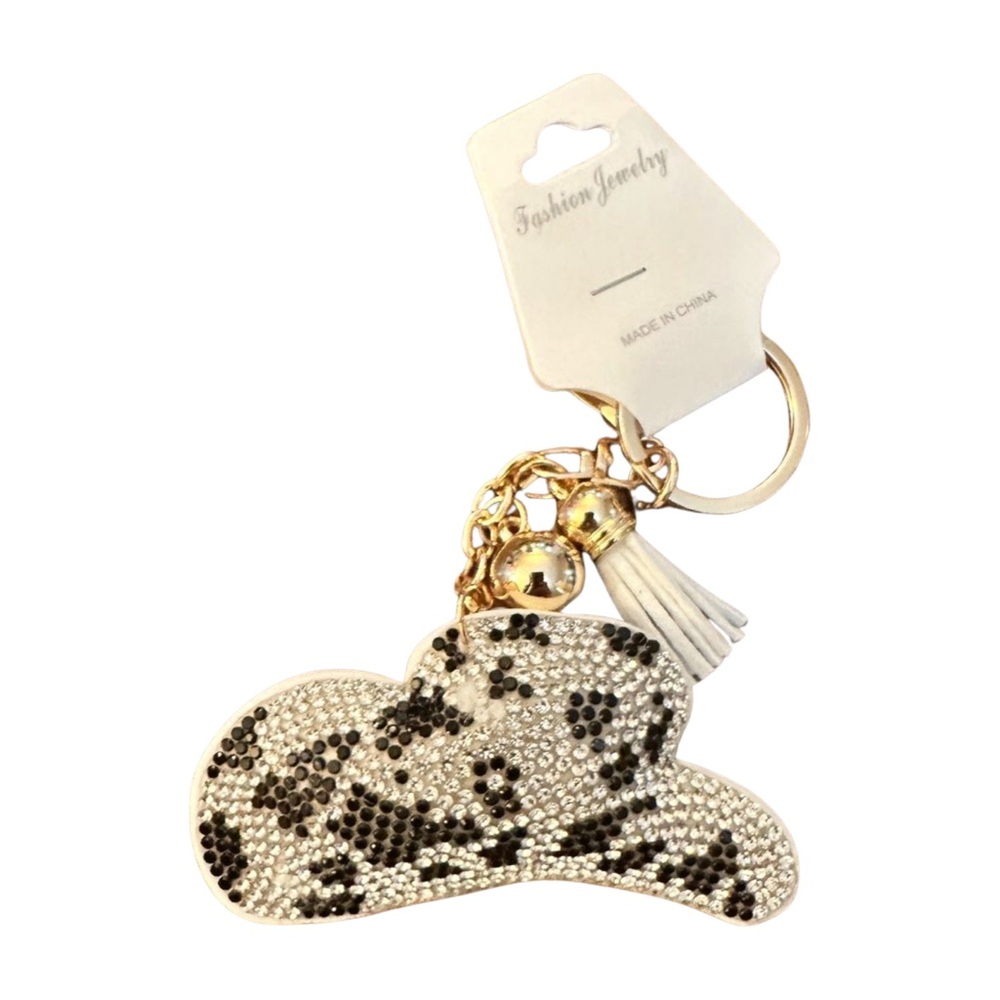 Fashion Jewelry Sparkling Black and‎ White Hat Key Holder